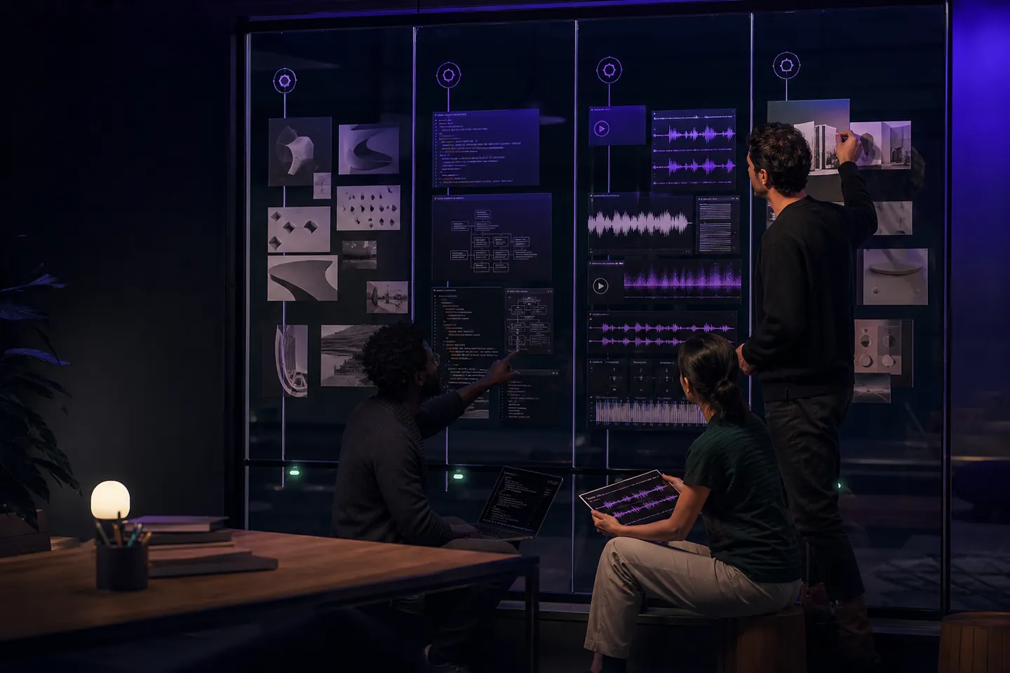 Creators organizing design, code and audio resources across focused channels.