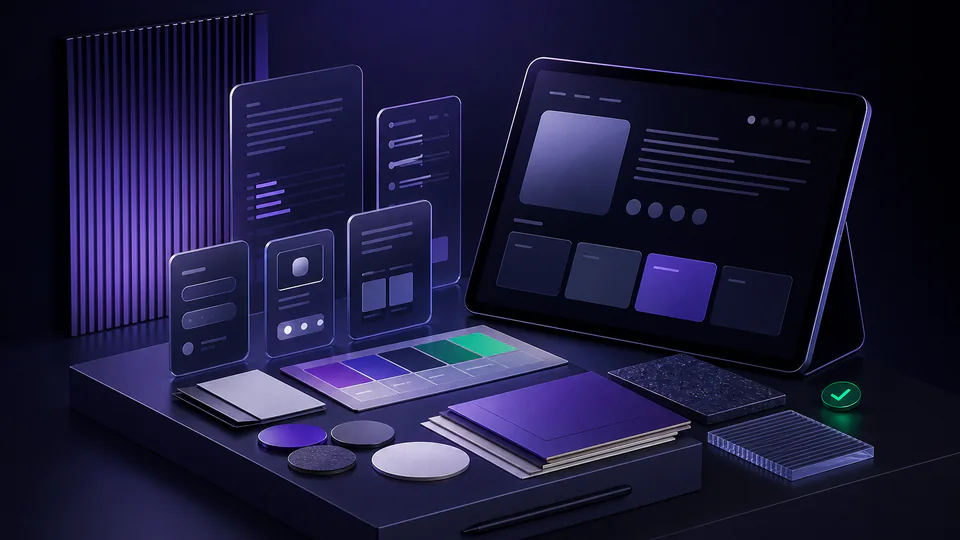 an interface kit laid out across tablet and phone surfaces
