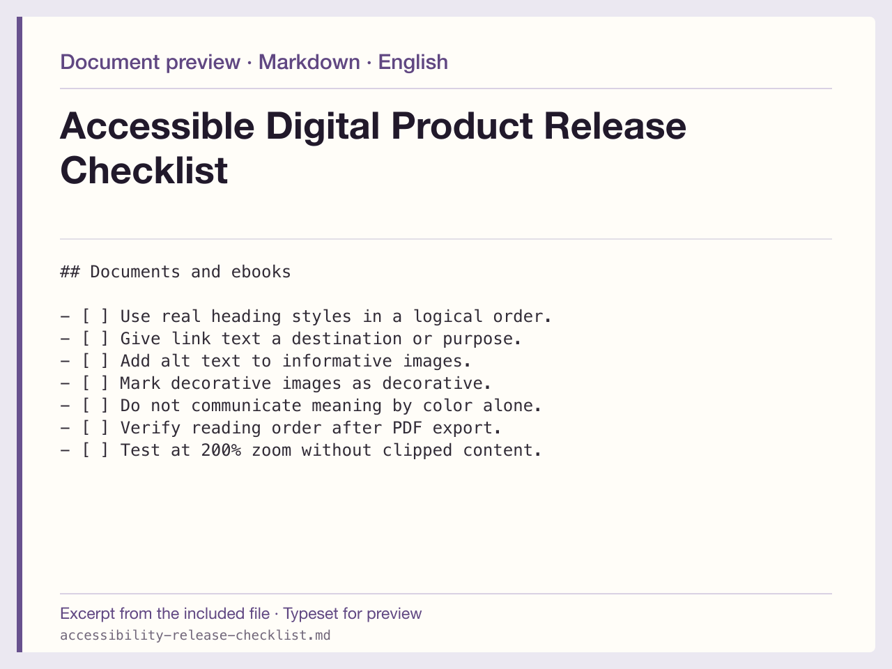 Accessible Digital Product Release Checklist — image 1 of 1