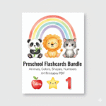 Preschool Flashcards Bundle – 61 Printable Cards (Animals, Colors, Shapes, Numbers) - Image 2