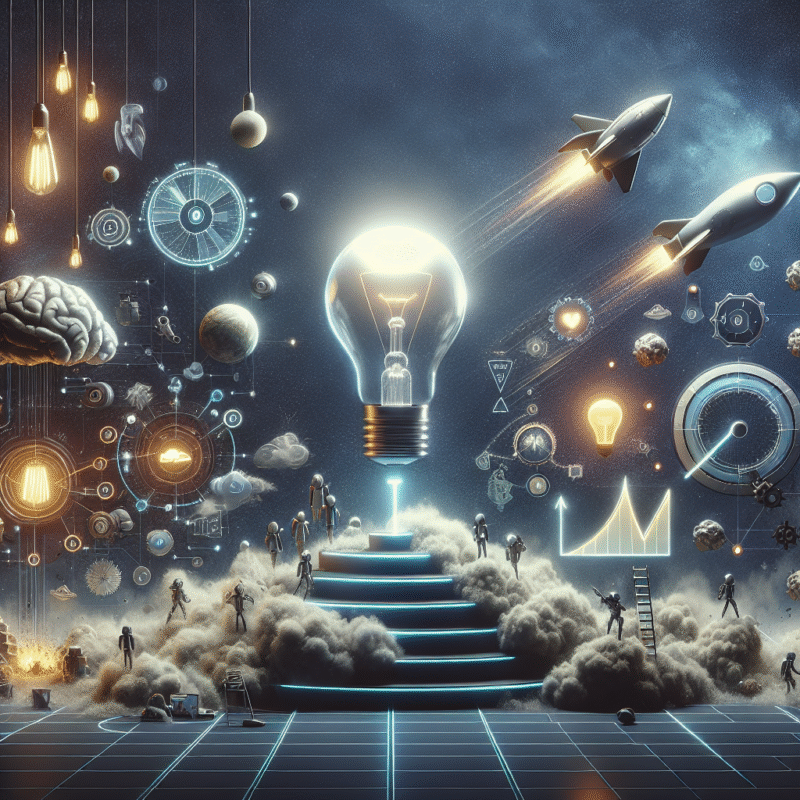 Futuristic scene showing qyrony tutorials: from idea to launch in one week