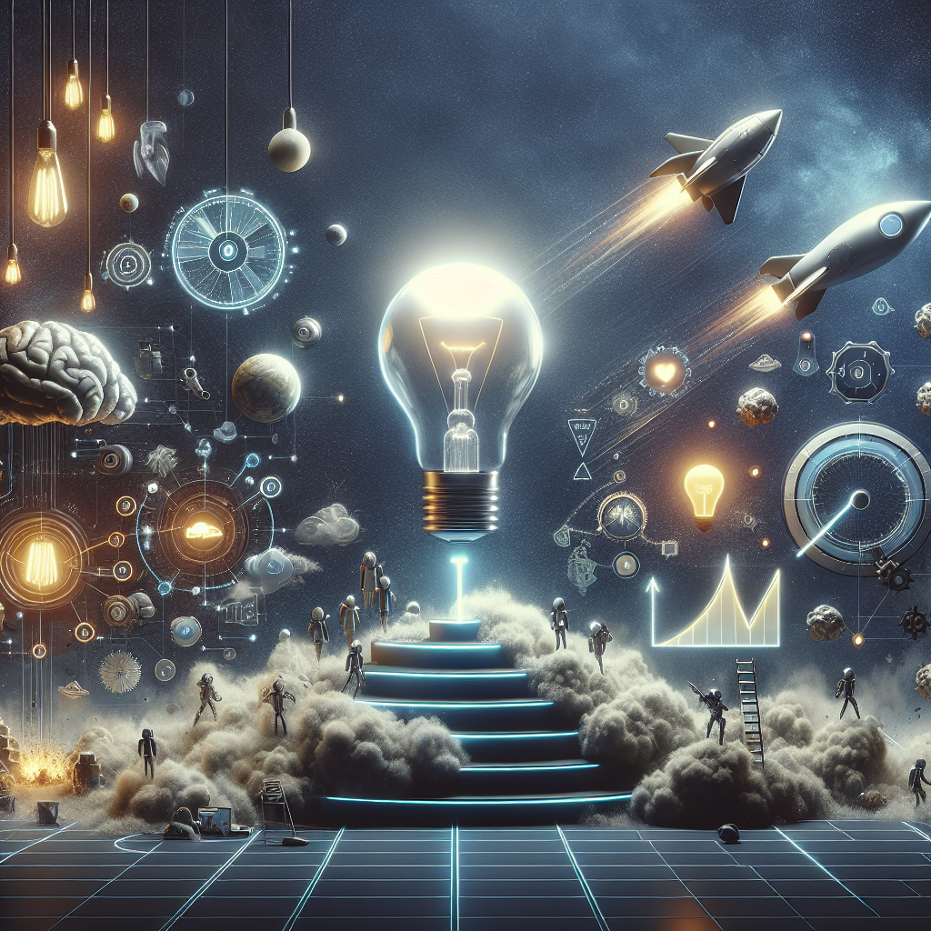 Futuristic scene showing qyrony tutorials: from idea to launch in one week