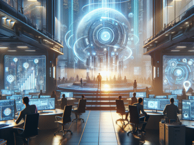 Futuristic scene showing inspire creativity: why qyrony is the home for innovators