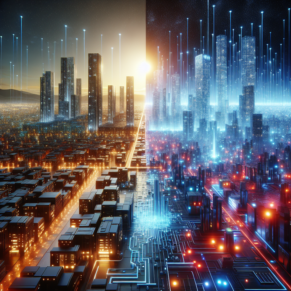 Futuristic scene showing how qyrony outperforms redbubble for digital entrepreneurs