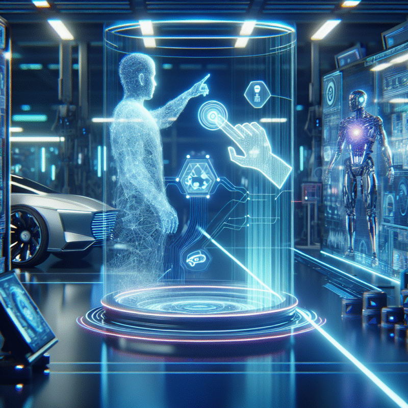 Futuristic scene showing using ai design tools to upgrade your qyrony store