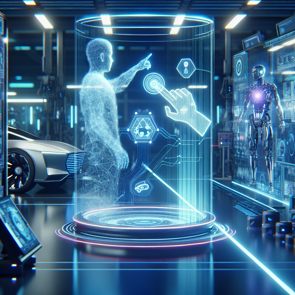 Futuristic scene showing using ai design tools to upgrade your qyrony store