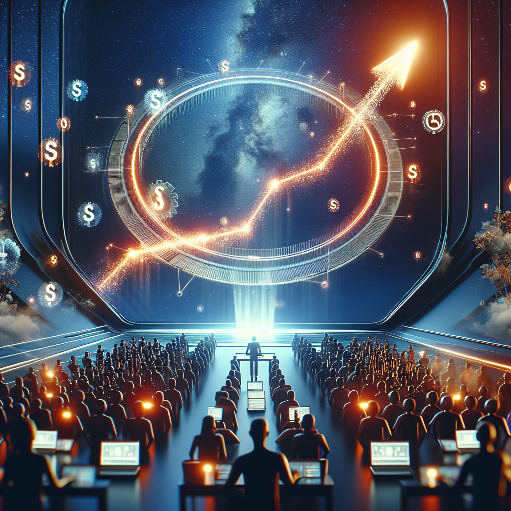 Futuristic scene showing affiliate marketing with qyrony: grow your audience and sales