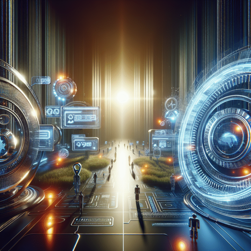 Futuristic scene showing how to optimize product descriptions for qyrony seo success