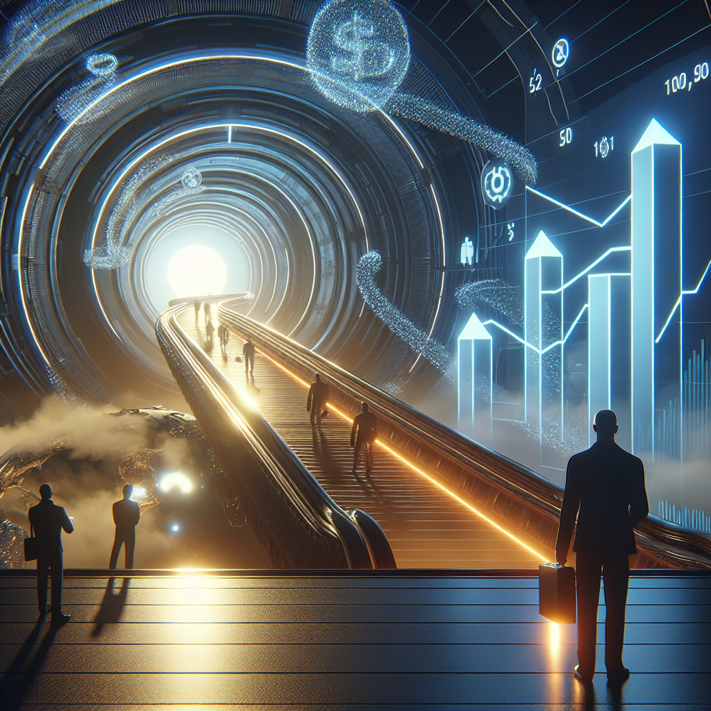 Futuristic scene showing qyrony success story: from zero to $5,000/month selling templates