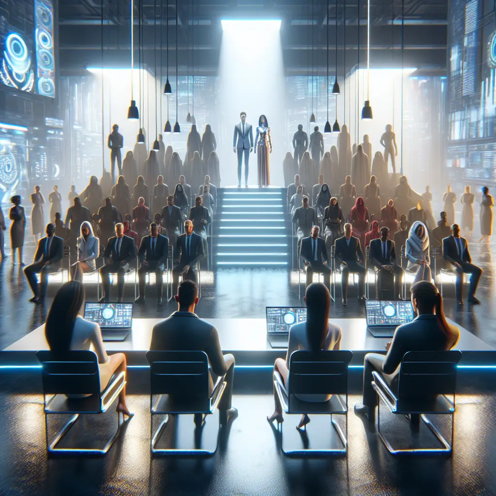 Futuristic scene showing behind the scenes: qyrony sellers who built full-time incomes