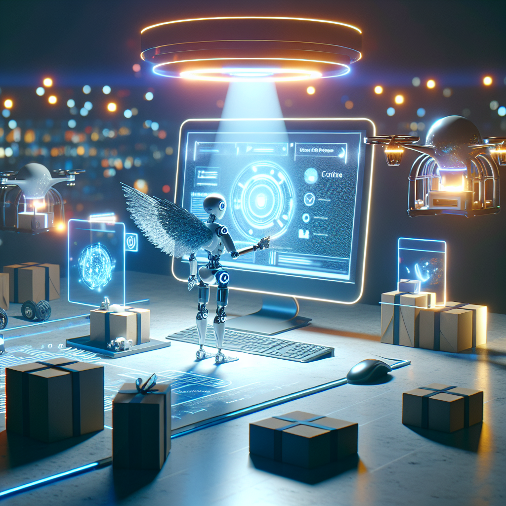 Futuristic scene showing how qyrony shapes the future of online selling with ai